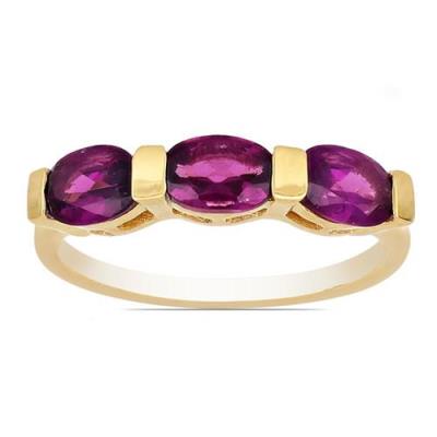BUY STERLING SILVER GOLD PLATED RHODOLITE GEMSTONE UNIQUE  RING